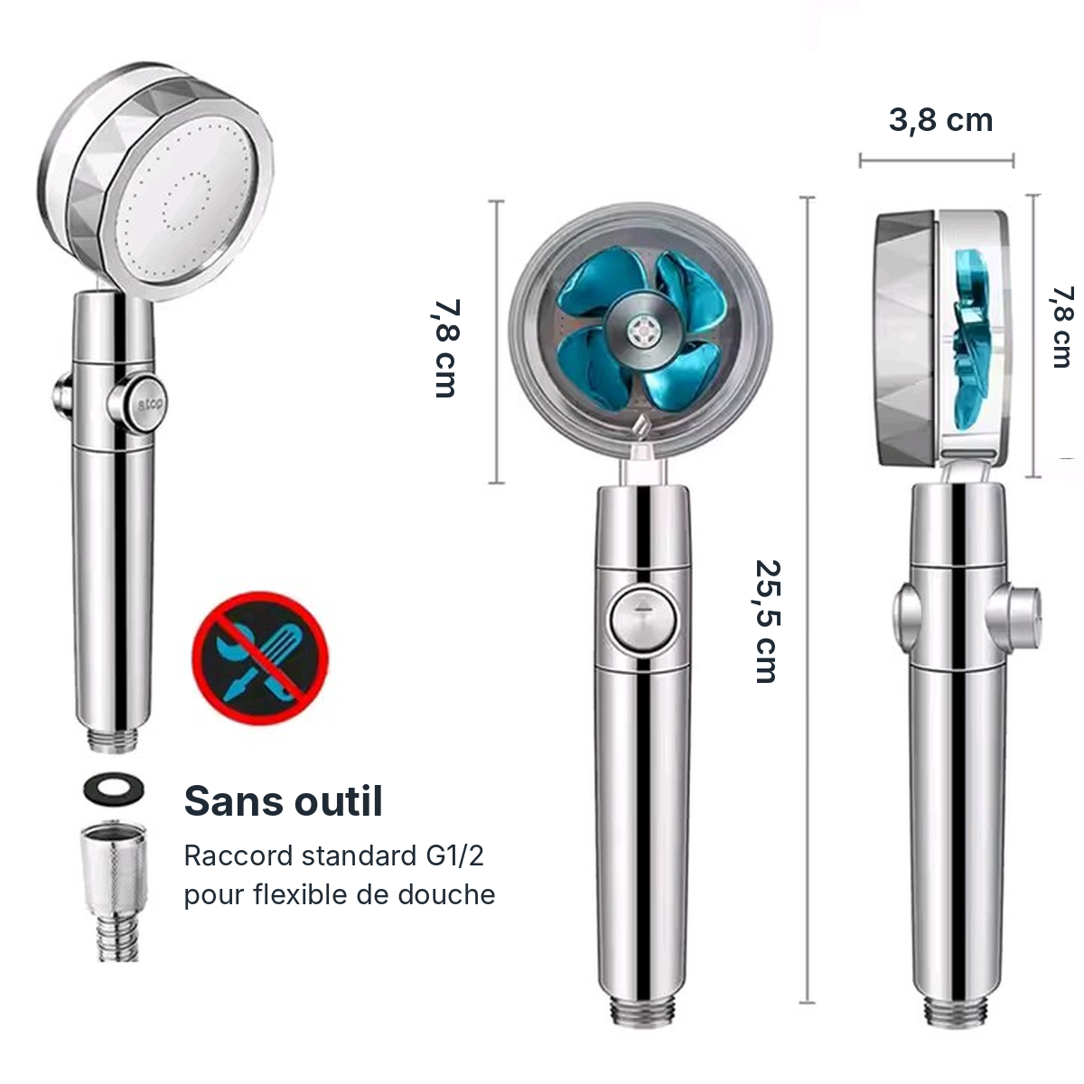 Dimensions du pommeau FONTEA