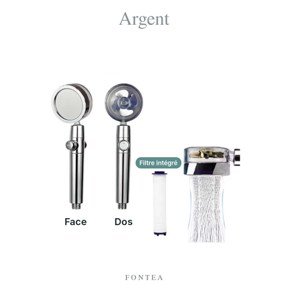 Pommeau FONTEA argent, face et dos