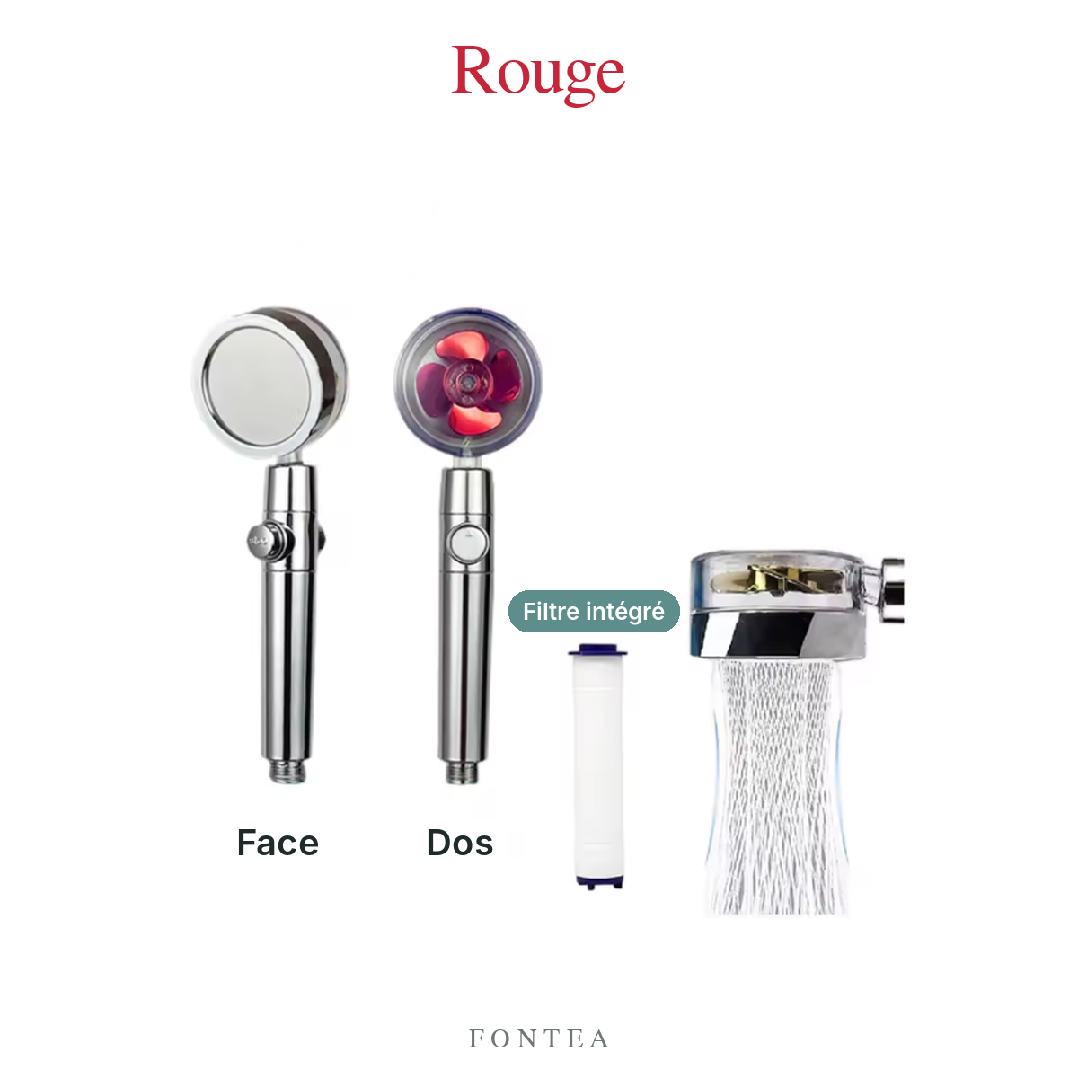 Pommeau FONTEA rouge, face et dos