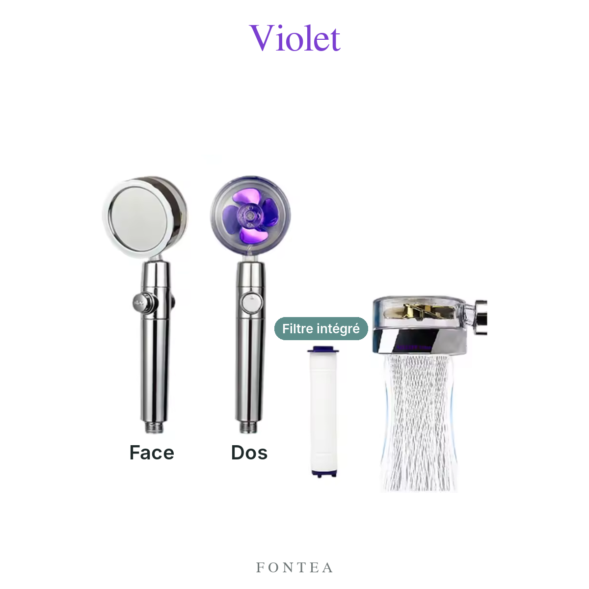 Pommeau FONTEA violet, face et dos