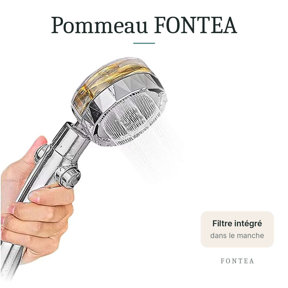 Pommeau FONTEA, filtre intégré dans le manche